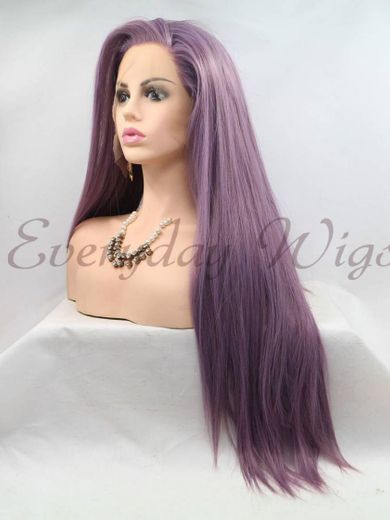 26 Long Purple Straight Synthetic Lace Front Wig-edw1137