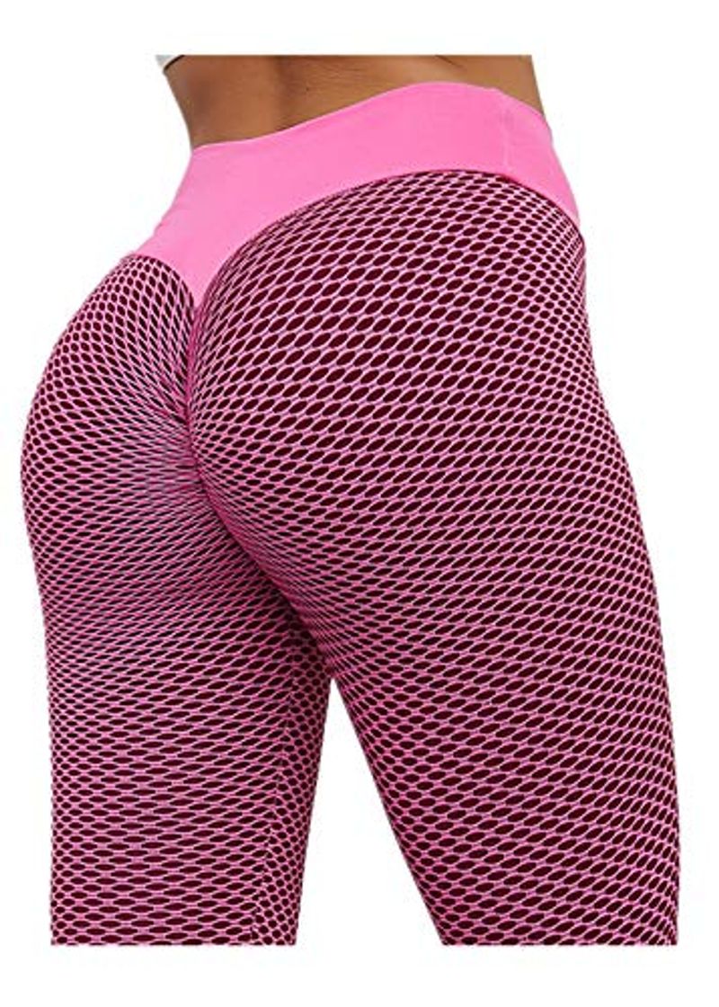 Moda Globaltrade001 Leggins Mujer Cintura Alta Pantalone Deportive Yoga Plisado Mallas Push Up Fitness Leggings Pantalones Largos para Gym Workout Correr M