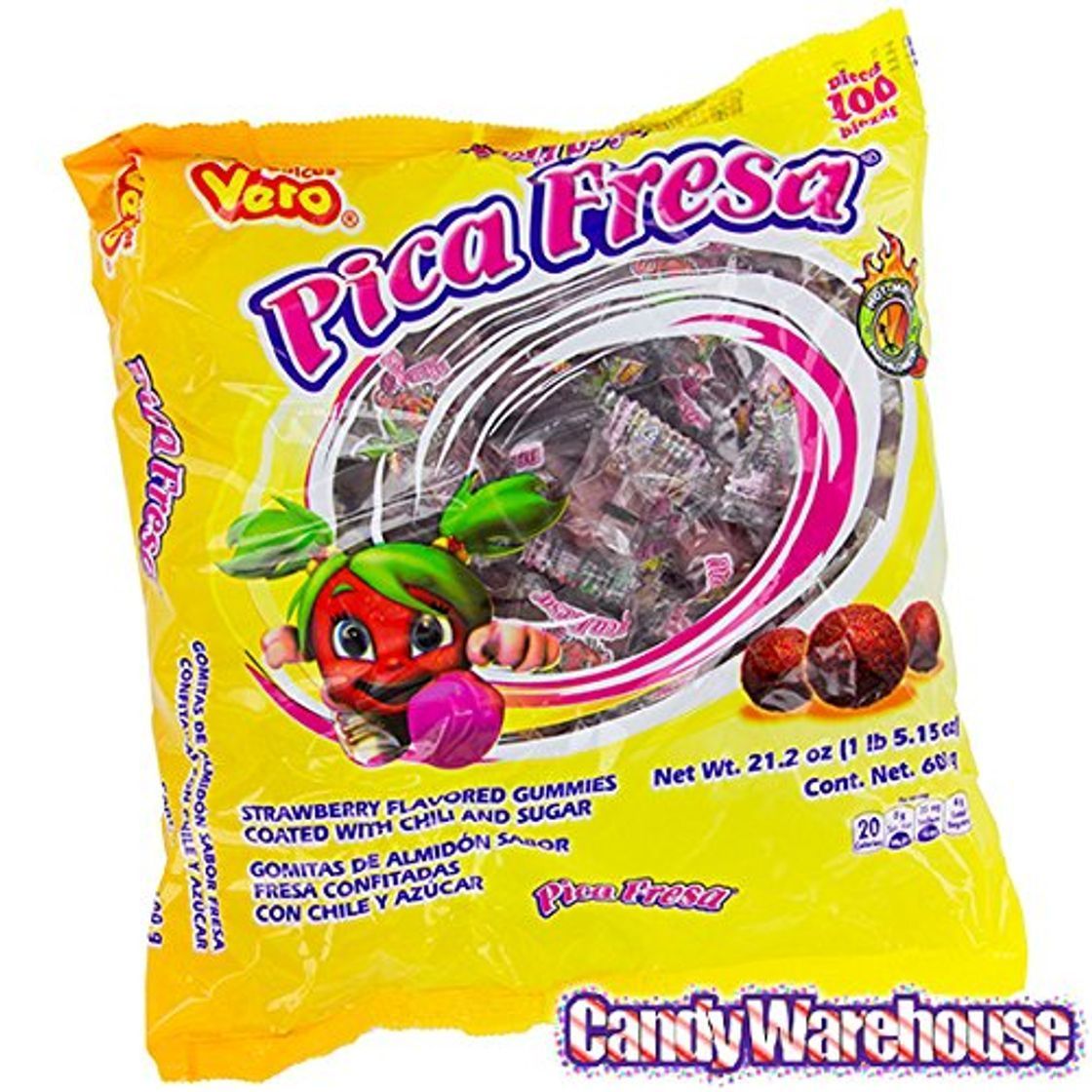Dulces Vero Pica Fresa Chili sabor fresa Gomitas mexicanas