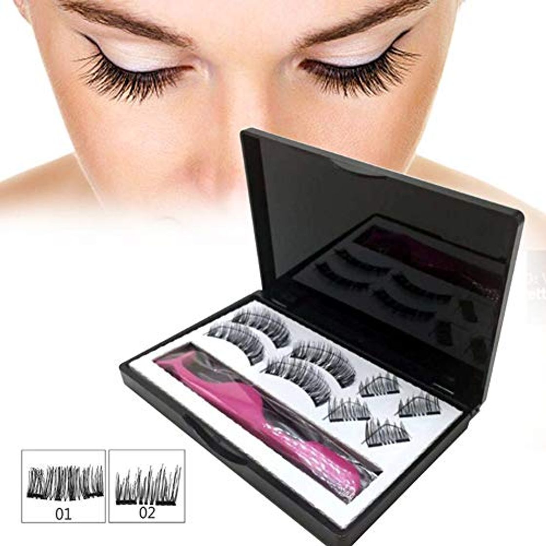 Social Beaviety 8PCS pestañas Falsas 3D pestañas Hechas a Mano Reutilizables magnéticas Trabajo