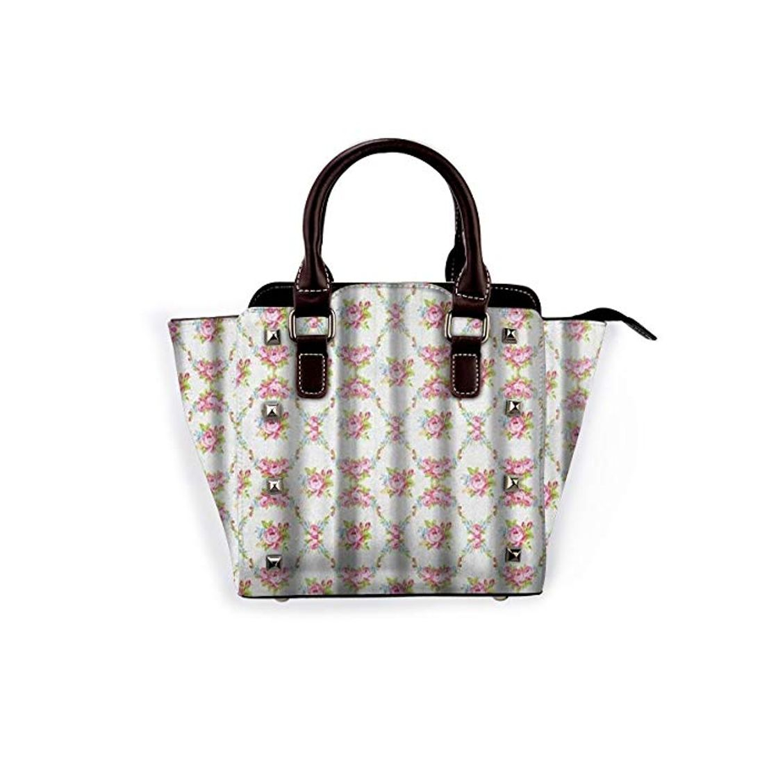BROWCIN Shabby Chic Rose Blossoms Retro Feminine Flora Waves Garland Inspirado Moderno Desmontable Moda Tendencia Bolso de las señoras Bolso de hombro