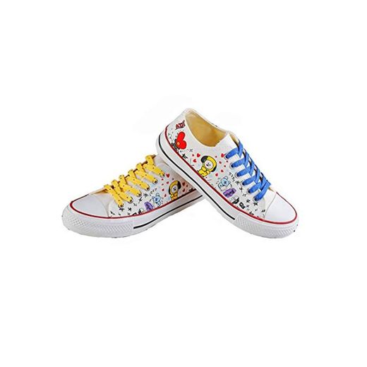 GFEIW BT21 Low Tops Zapatos bajo Blanco KPOP Zapatillas de Lona Zapatos