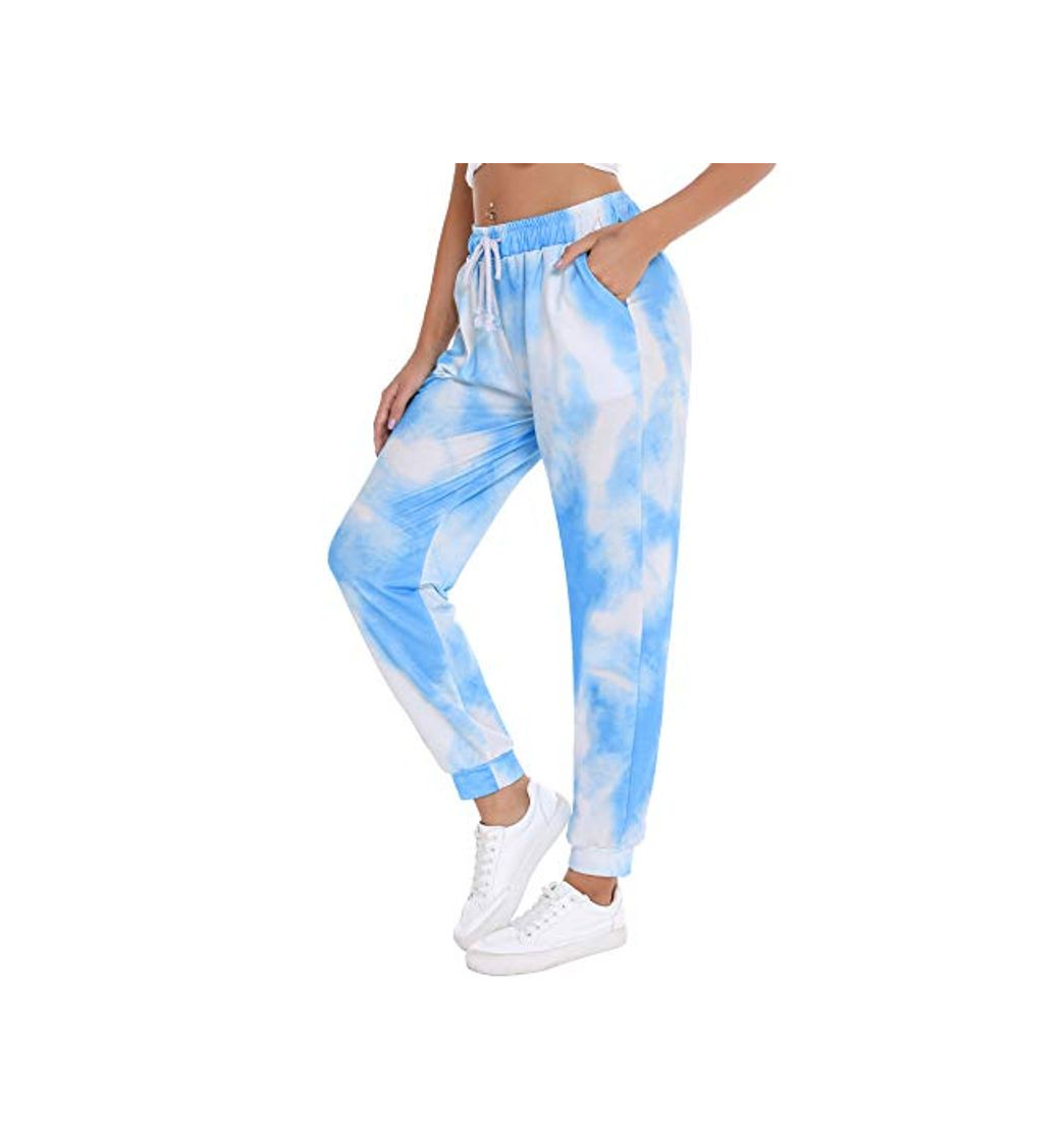 Moda Irevial Pantalones Largos Pijama Mujer de Tie-Dye Estampados