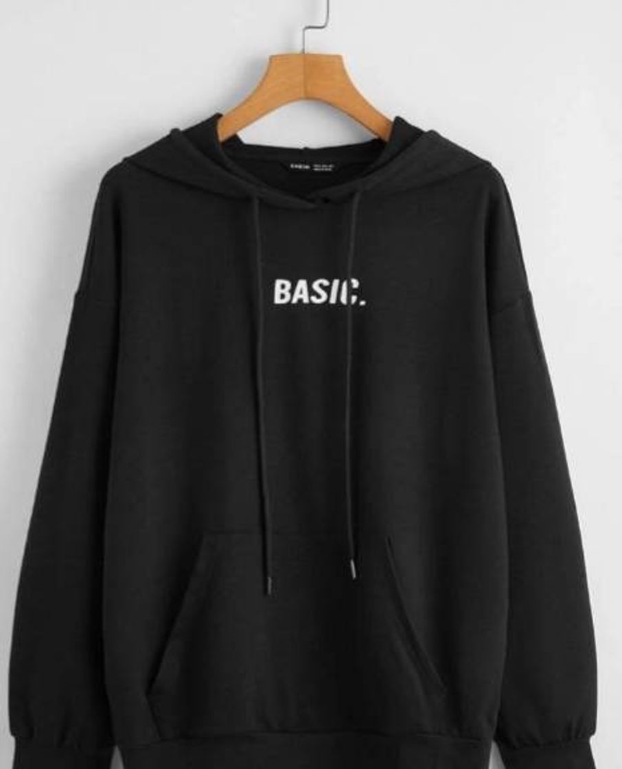 Fashion Drawstring Detail Drop Shoulder Letter Graphic Hoodie | SHEIN UK