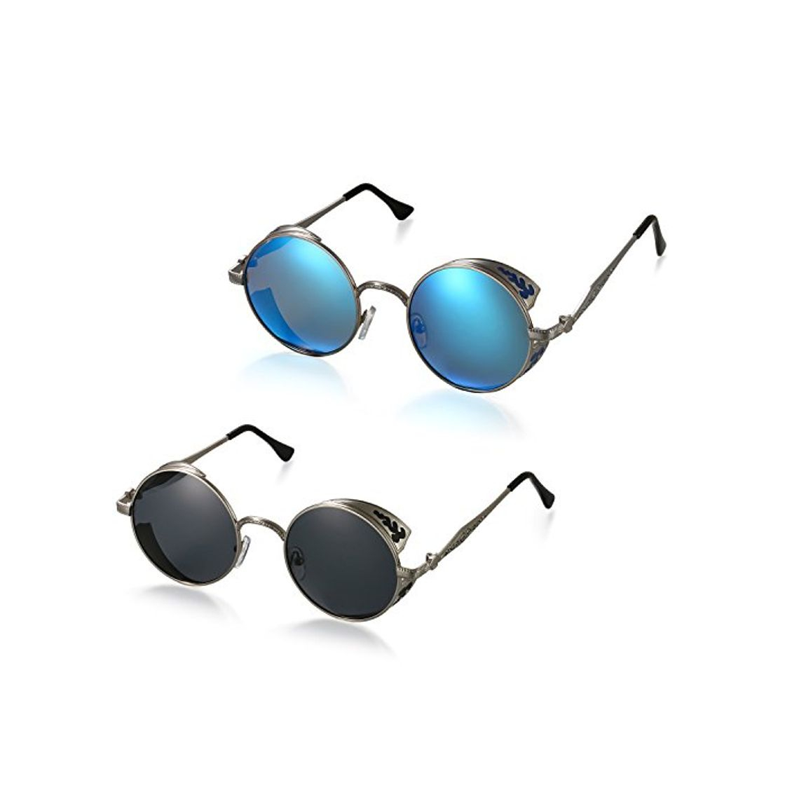 Social Aroncent Gafa de Sol Polarizada contra UV400 Punk Rock Sunglasses Lente Redonda