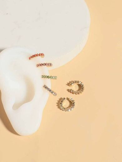 6pcs Colorful Rhinestone Inlaid Ear Cuff