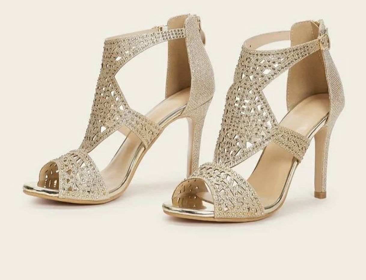 Social Metallic Rhinestone Decor Stiletto Heels