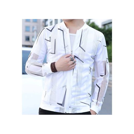 Summer Jacket Men Breathable Striped Sun Protection Clothing