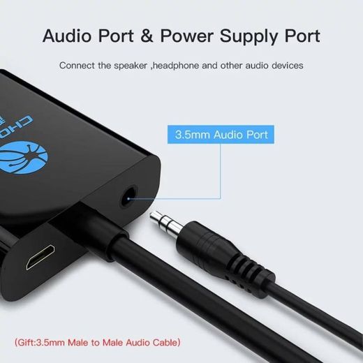CHOSEAL HDMI to VGA Adapter Digital to Analog Video Audio 