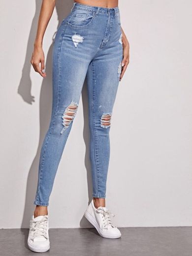 Distressed High-Rise Skinny Jeans | SHEIN USA