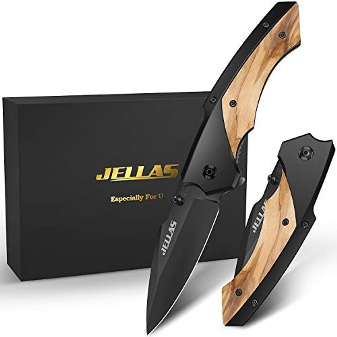 Social Jellas J-003 Cuchillo Plegable Supervivencia con 7CR17 Hoja de Acero Inoxidable con
