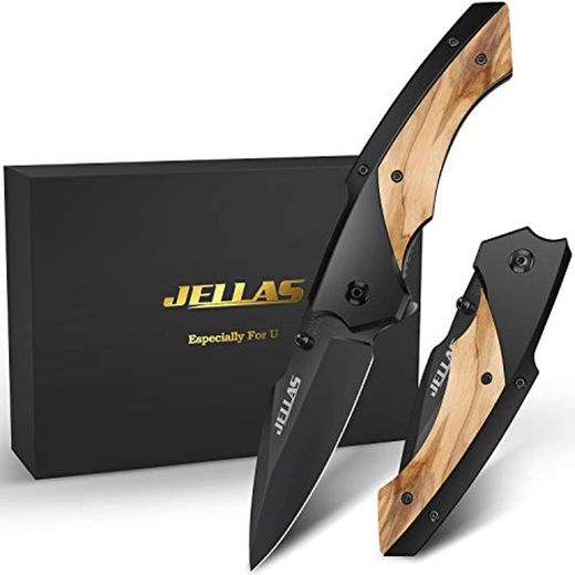 Jellas J-003 Cuchillo Plegable Supervivencia con 7CR17 Hoja de Acero Inoxidable con