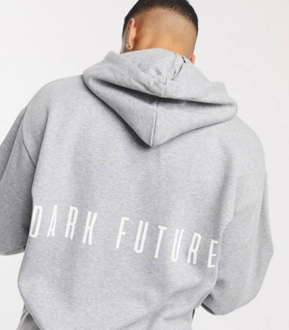 Social Sudadera con capucha extragrande con estampado de texto en l