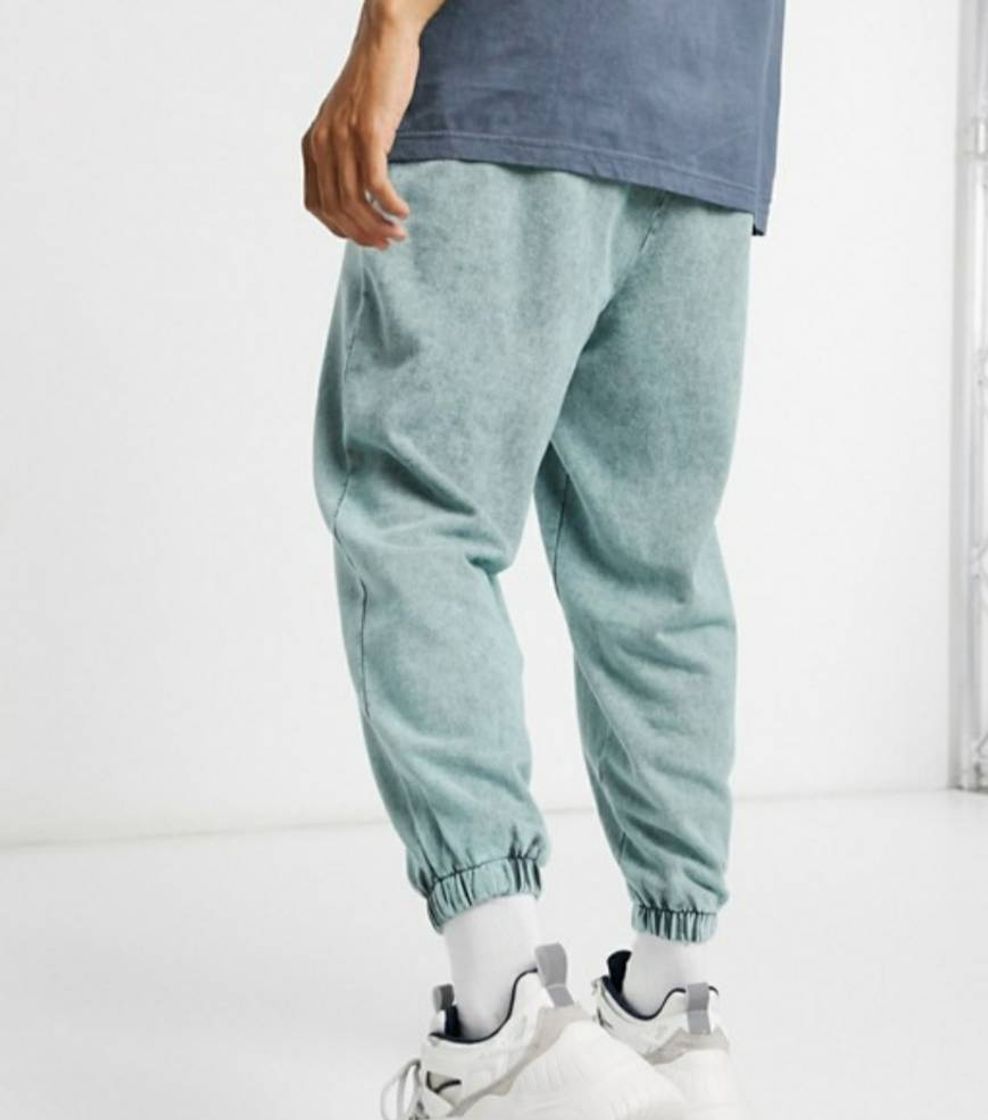 Social Joggers extragrandes con lavado ácido verde de ASOS DESIGN 