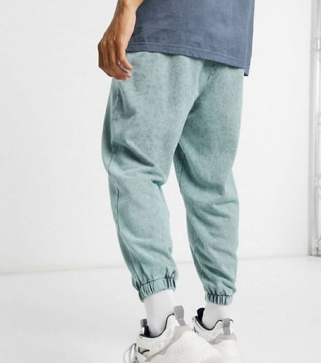 Joggers extragrandes con lavado ácido verde de ASOS DESIGN 