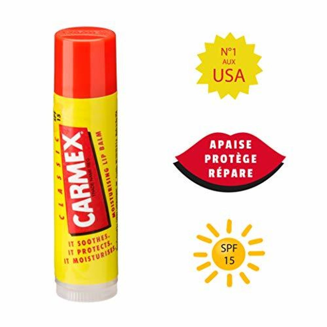 Social Carmex Strawberry Flavor Moisturizing Lip Balm Stick SPF 15 by Carmex