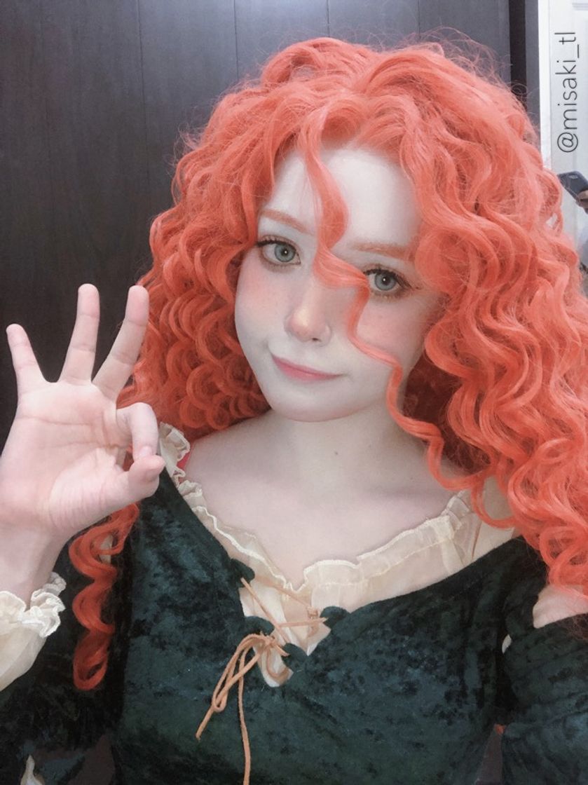 Fashion Disney Brave Merida Cosplay Long Spiral Curly Reddish Orange 