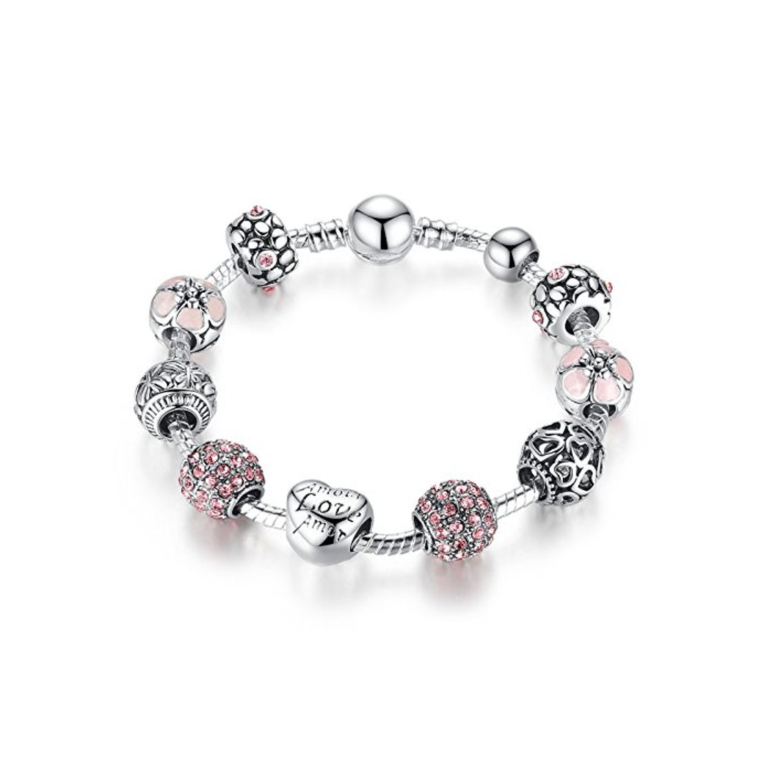 Fashion Brazalete de la pulsera del encanto con el Amor de Cupido Amor y cúbico del Zirconia Roja cumpleaños