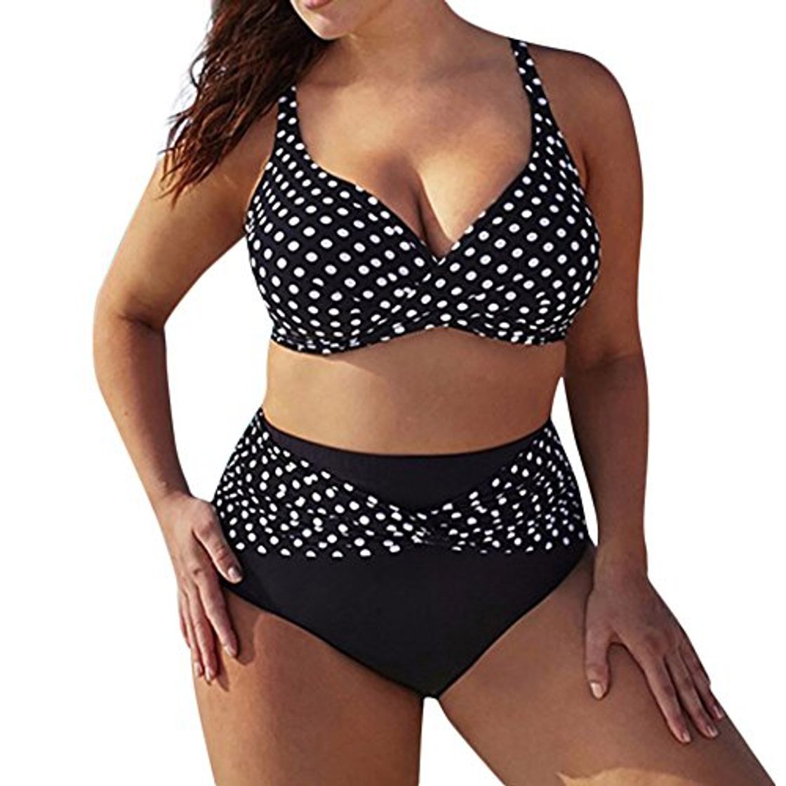 Fashion Traje de Baño Dos Piezas Mujer Cintura Alta Sexy de Lunares de Playa Conjunto de Traje de BañO Estampado Bohemio BañAdores con Relleno Tops y Braguitas Tallas Grandes riou