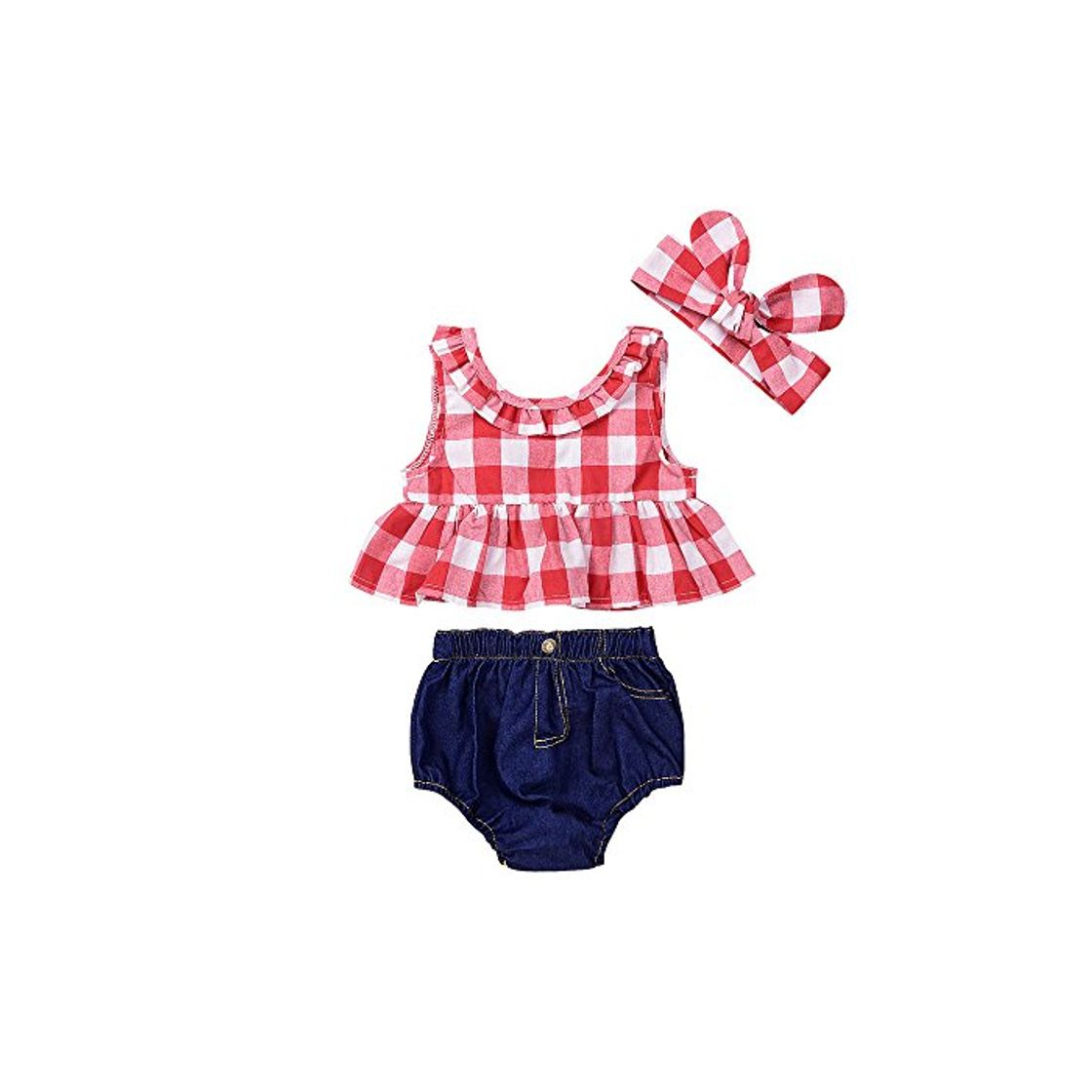 Producto Fossen Ropa Bebe Niña Verano Recien Nacido Bebé Tops de Cuadros Y