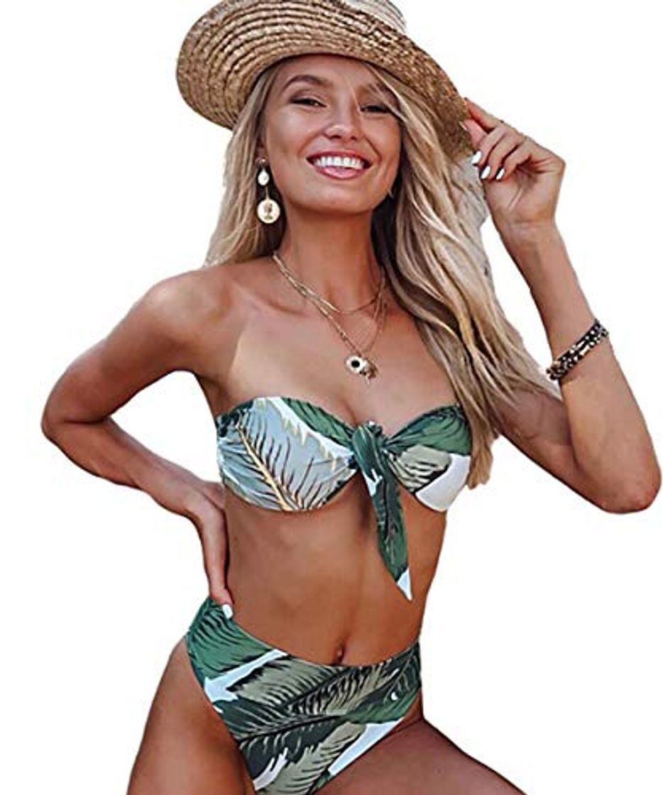 Product JFan Mujer Conjunto De Bikini Traje de Baño 2020 Push up Bikini Floral Monokini Tropical Hojas Verdes Bikini