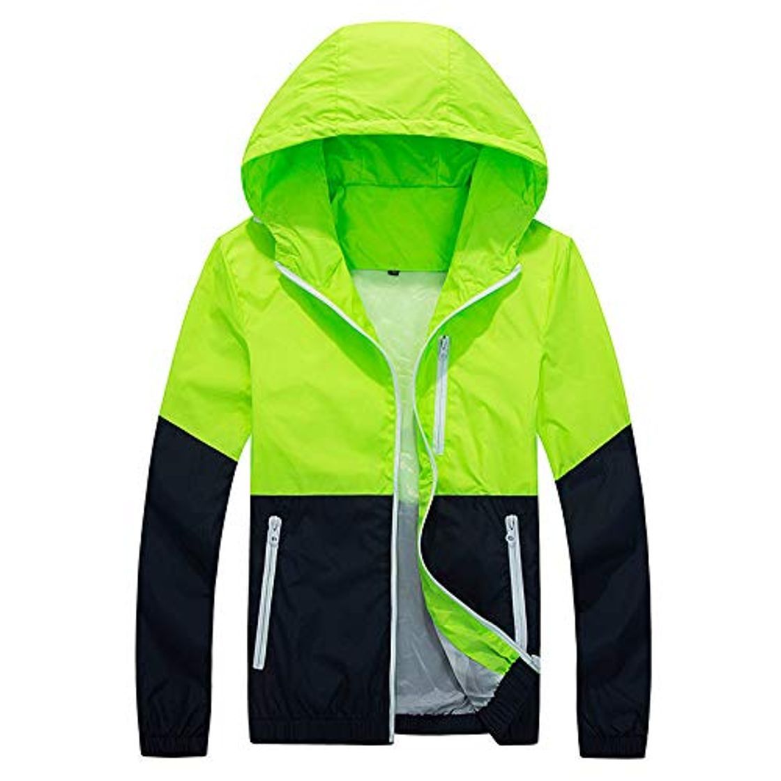 Products Loeay Hombres Slim Fit Ropa Deportiva Ligera Chaqueta con Capucha Sudadera Cazadoras Abrigos Chaquetas de Moda Masculina Ropa de Abrigo Abrigo Verde Fluorescente XXL