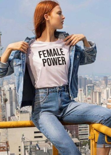 Enfim - Blusa Branca Female Power

