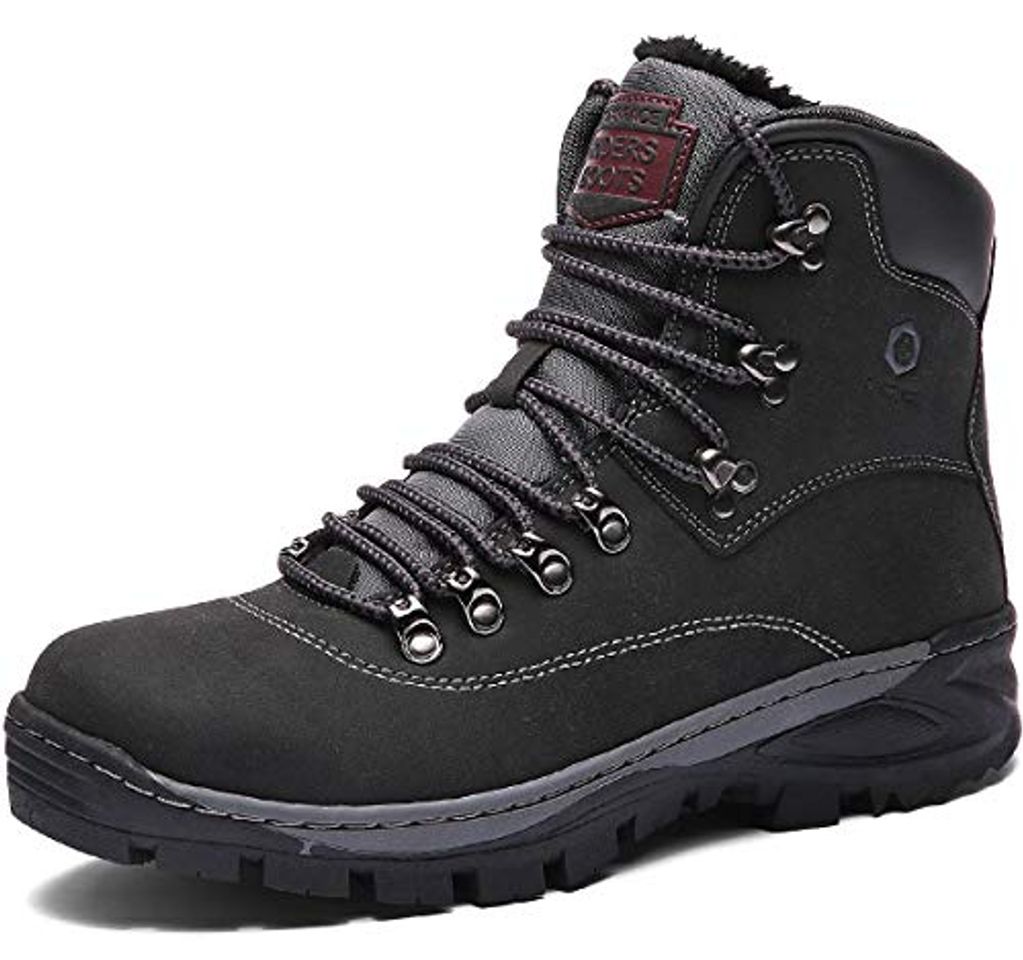 Product Hombre Botines Zapatos Botas Nieve Invierno Botas Trekking Zapatos Fur Forro Aire Libre Boots Negro 46 EU