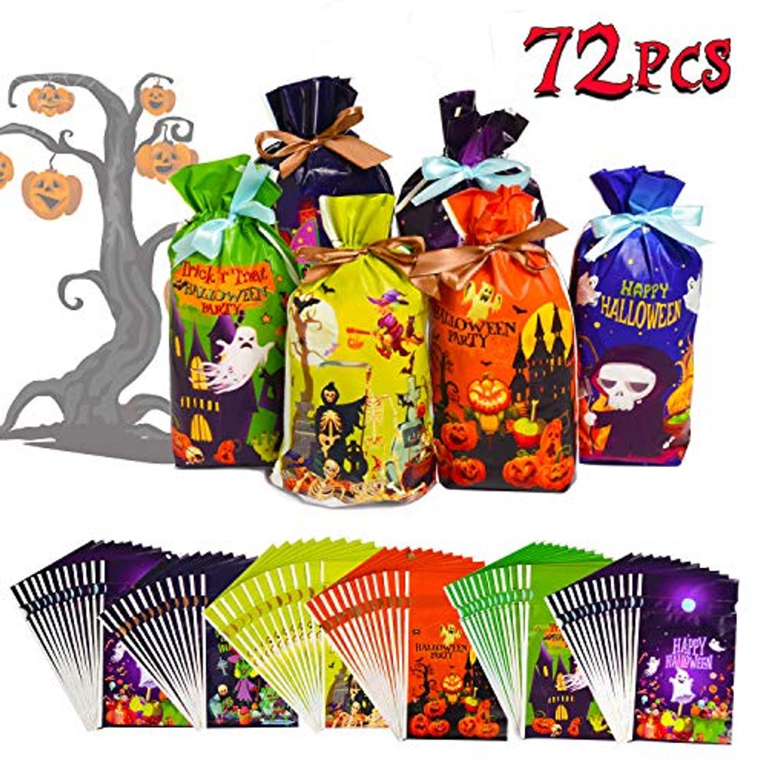 Product Joyjoz 72 Bolsas de Dulces de Halloween, Bolsas de Truco o Trato