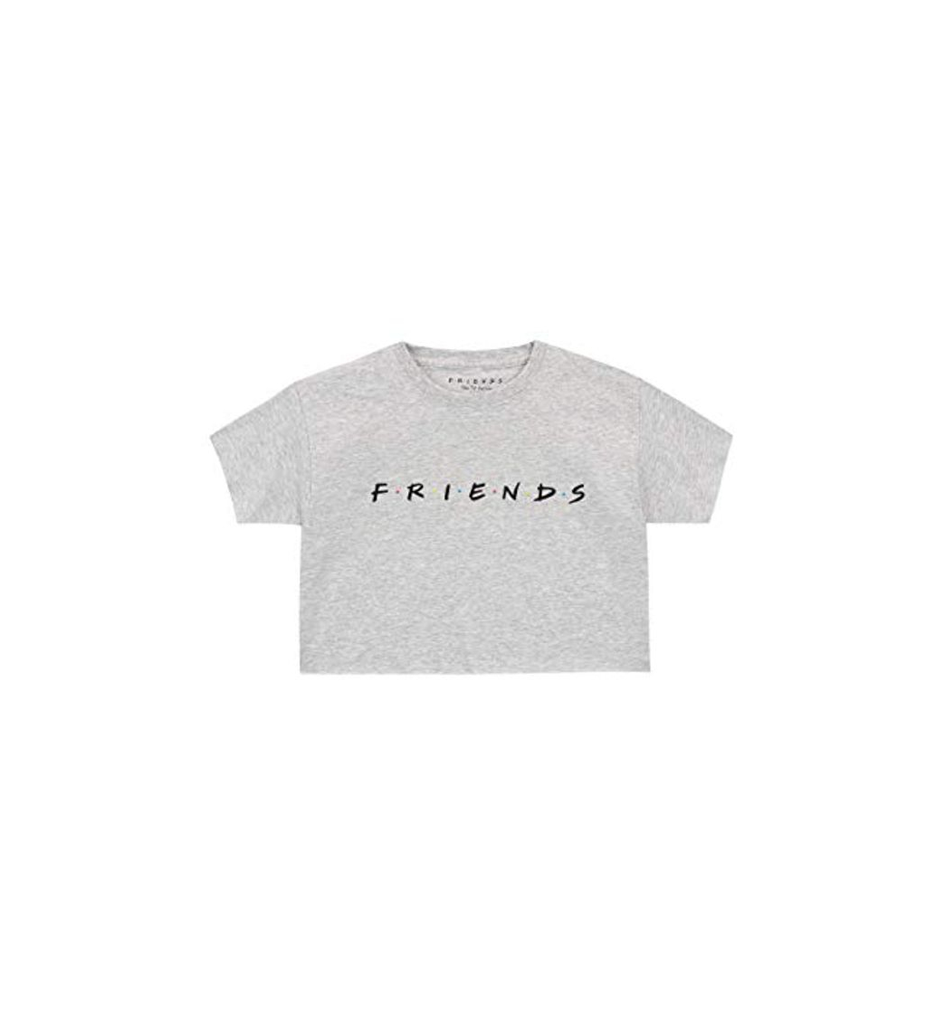 Social Friends Camiseta de Crop de Manga Corta para Niñas Gris 12-13 Años