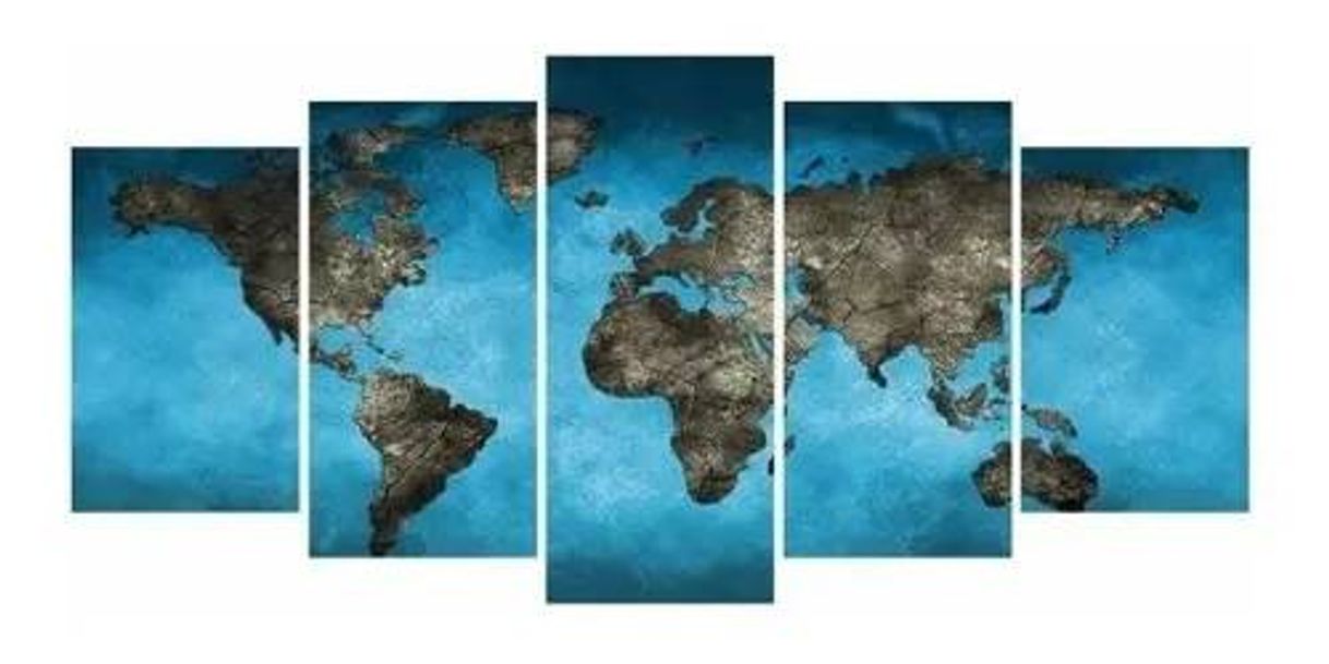 Social 
Quadro 5 Peças Mosaico Mapa Mundi Azul 4

