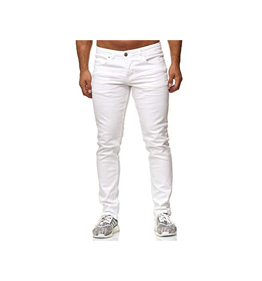 Fashion Elara Vaqueros Hombre Slim Fit Denim Stretch Chunkyrayan Blanco 16533-Weiss-29W