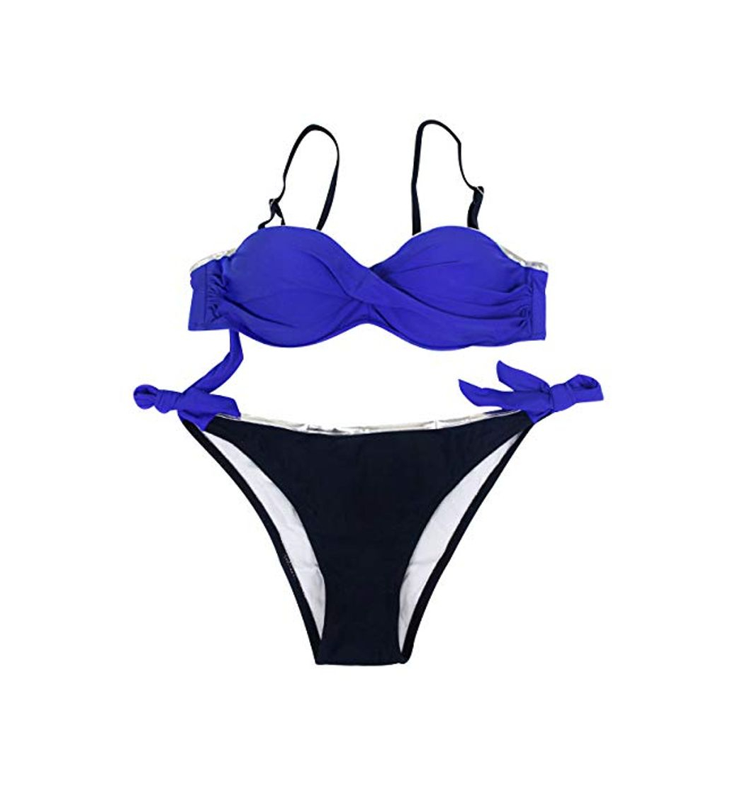 Producto Bikini Push Up Triangulo Mujer con Relleno Trajes de Baño de Dos Piezas Biquini Bandeau Vikini Bikinis Señora Bañador Piscina Playa Trikini Mujeres Bañadores Natacion Tallas Grandes Zafiro XL