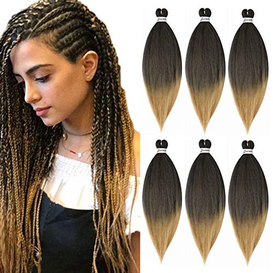 Extensiones de cabello trenzado pre estirado 26 pulgadas 6 paquetes/lote Trenza sin
