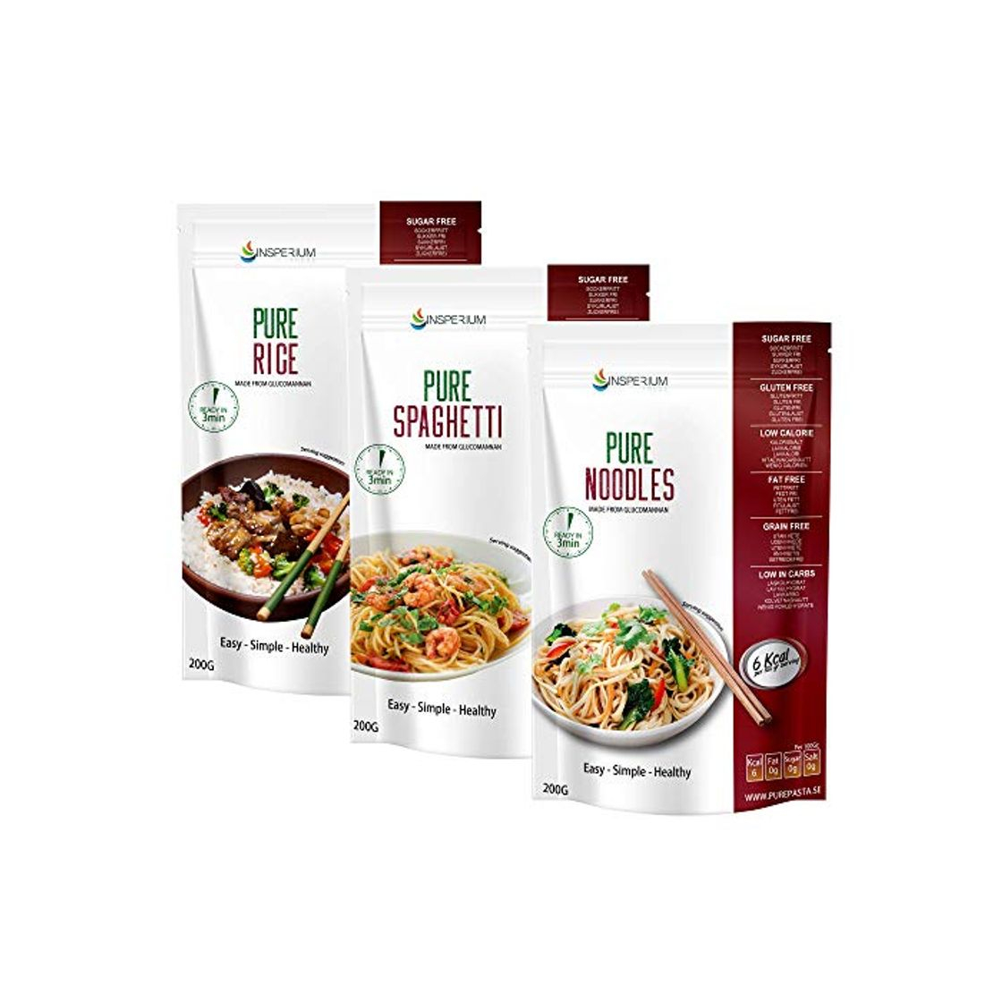 Social PurePasta Konjac Sin Gluten Tallarines - Arroz - Espaguetis 10 Pack *