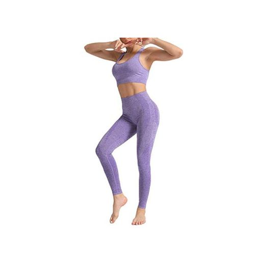 Yying Conjunto Yoga 2piezas Ropa Fitness Mujer Ropa Deportiva Leggings Sin Costuras