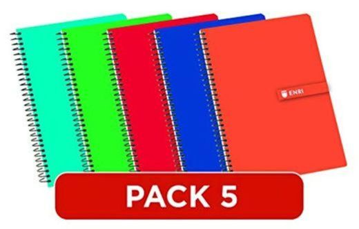 Enri 100430081 - Pack de 5 cuadernos espiral