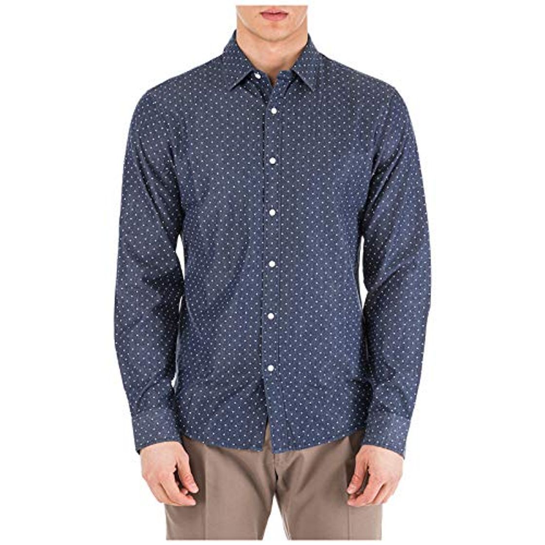 Moda Michael Kors Chambray Camisa con botones para hombre