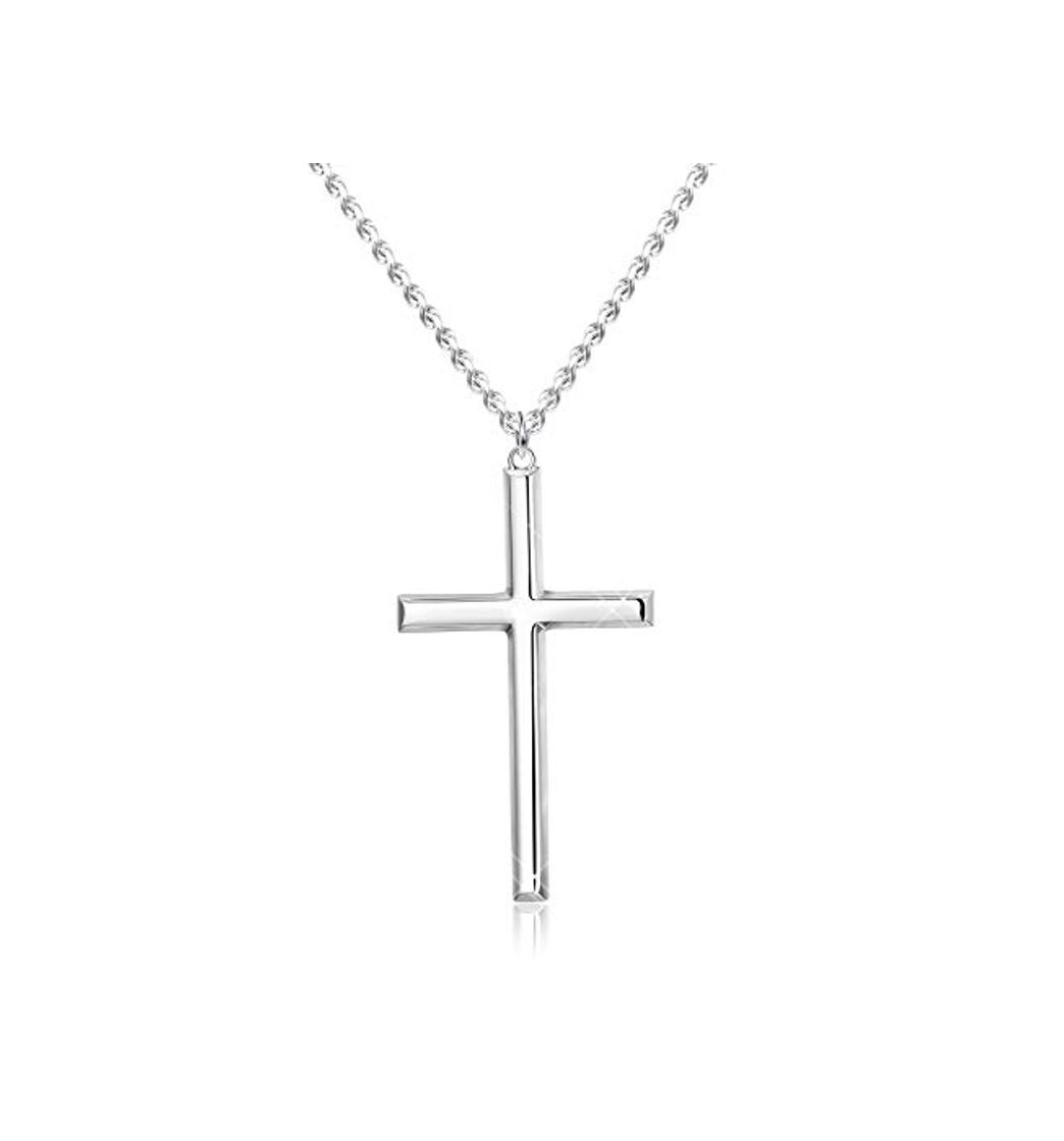 Social Besteel Plata de Ley Collar Cruzado para Hombres Mujeres Clásico Collar de