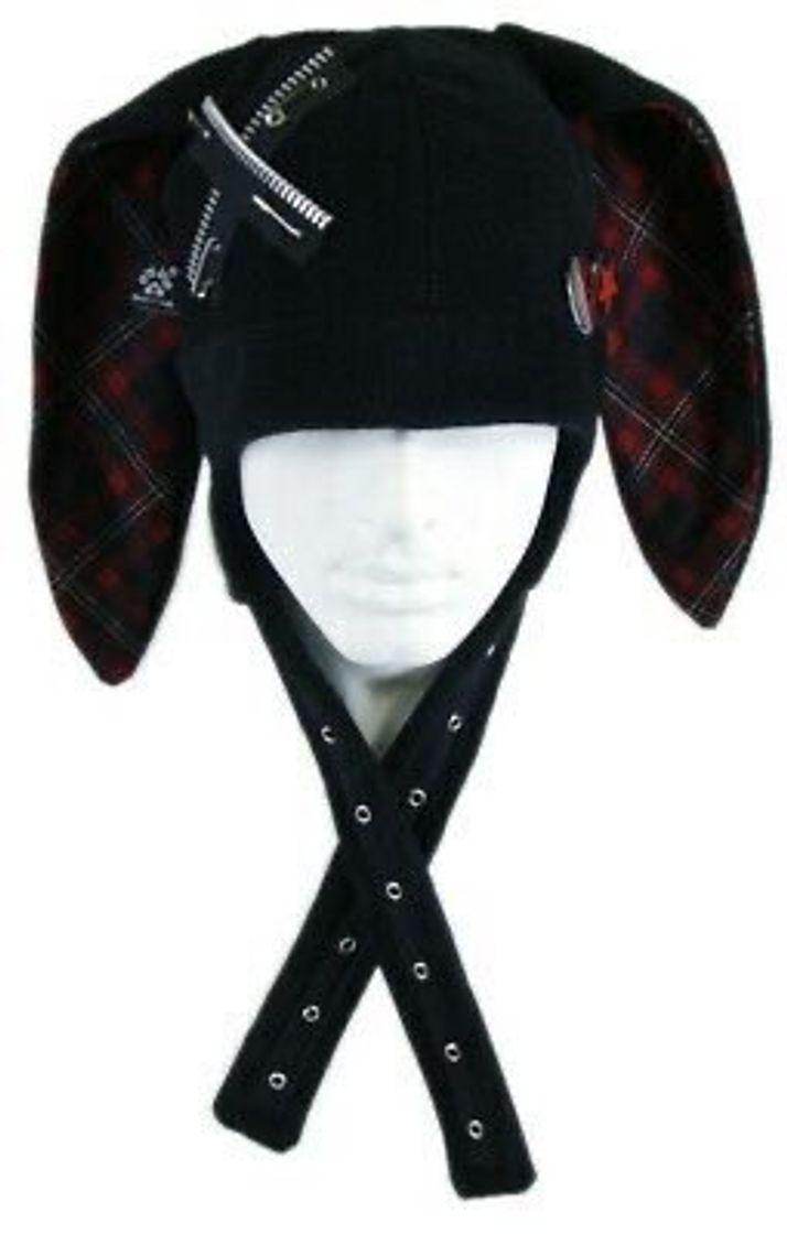 Moda black n red bunny hat 