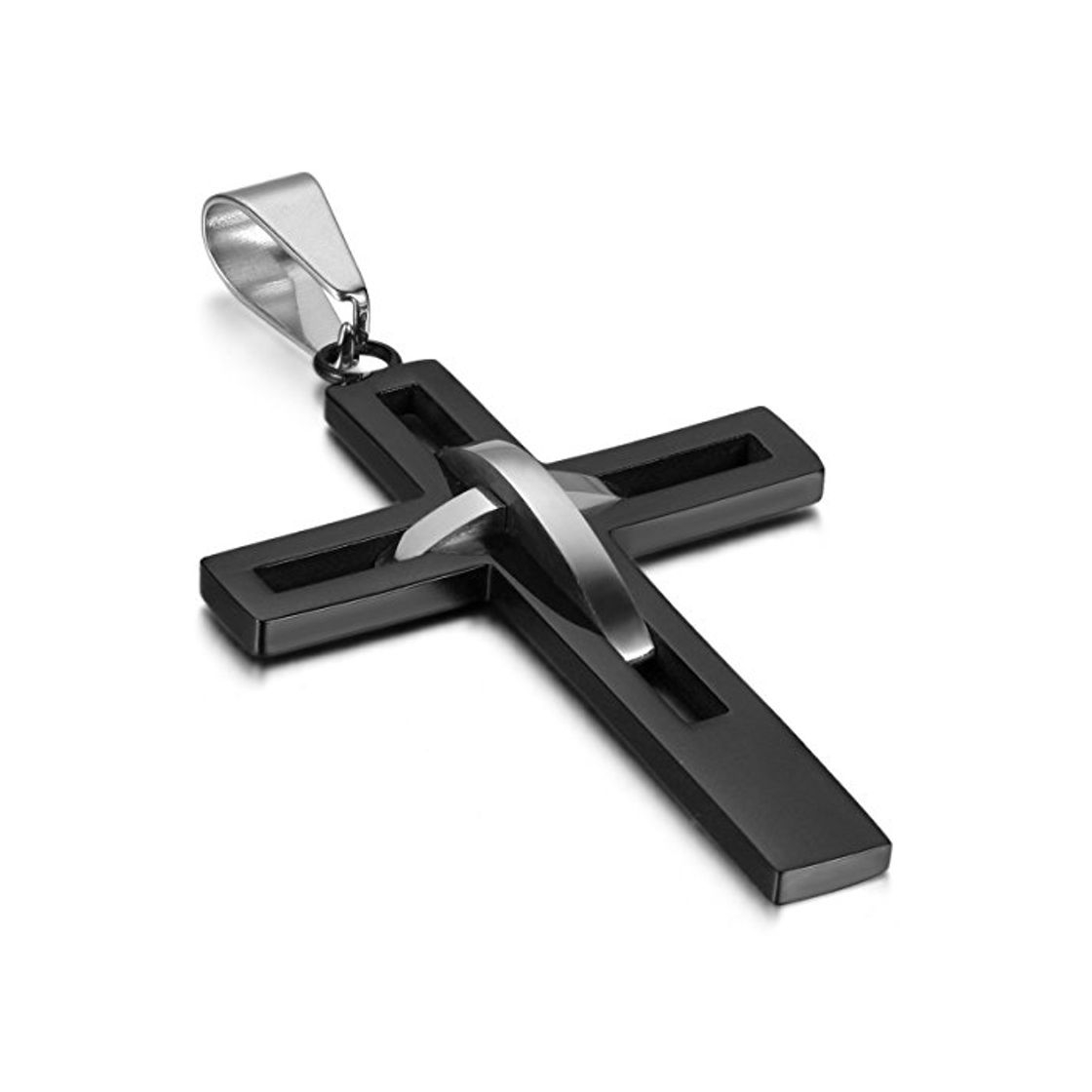 Social OIDEA Collar Hombre Cruz Acero Inoxidable Crucifijo Negro Joyería de Moda Regalo Navidad San Valentin