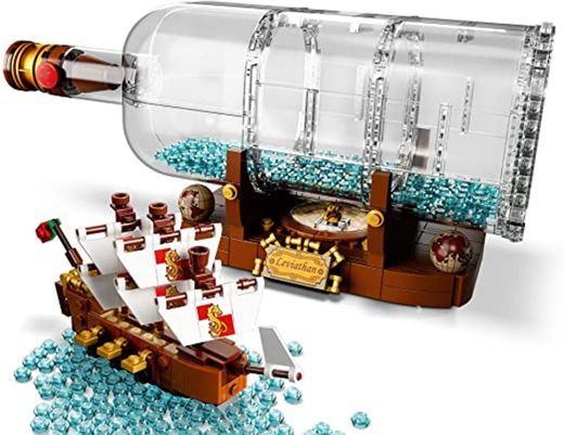 LEGO 92177 Ideas Barco en una Botella Set de Construcción de Coleccionistas con Soporte para Exposición para Niños