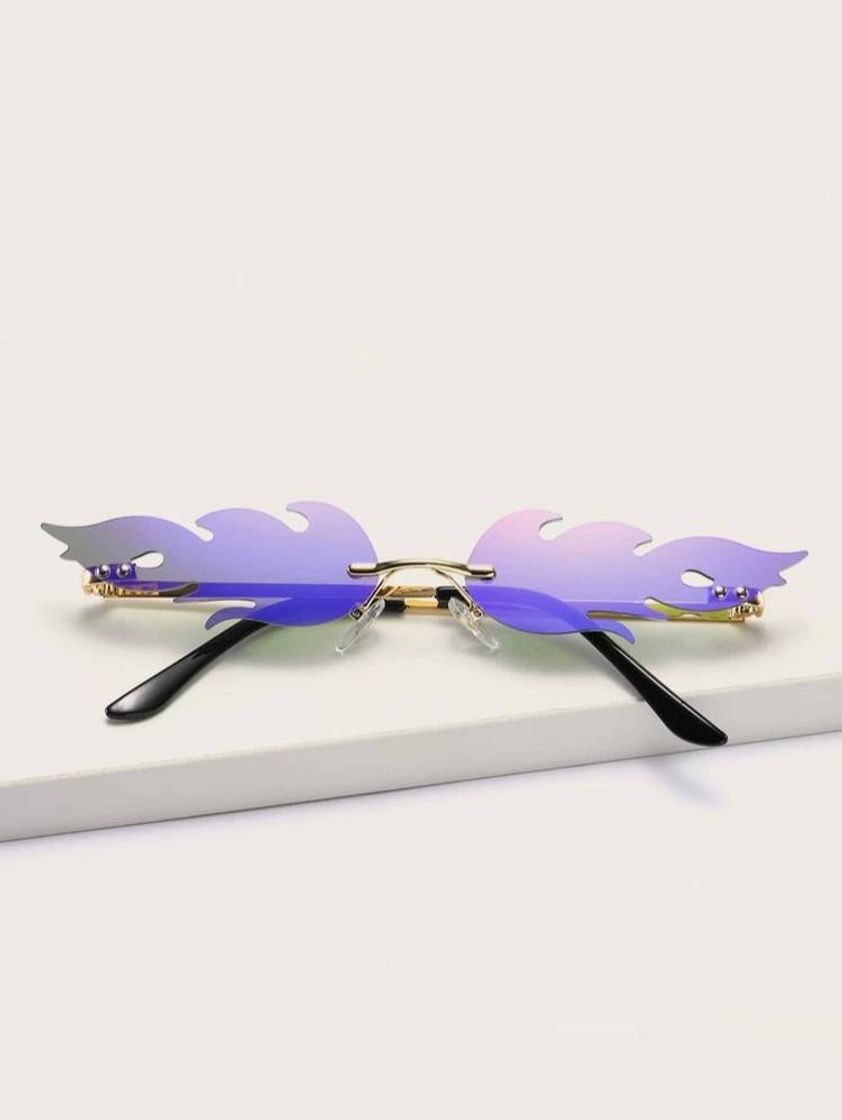 Social Flame Shaped Lens Rimless Sunglasses