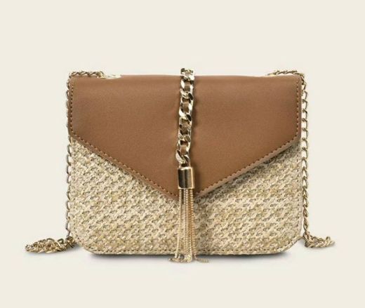 Tassel Decor Braided Crossbody Bag