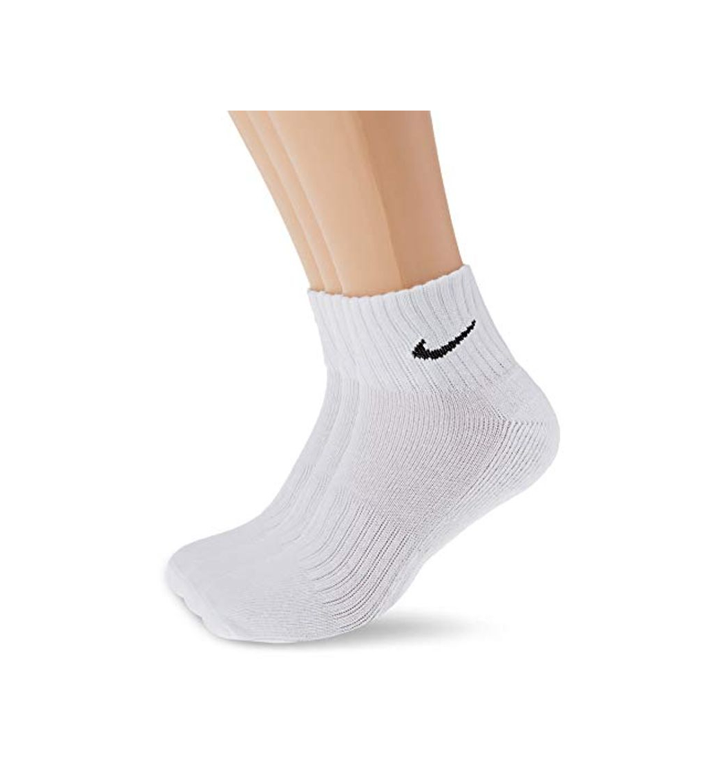 Fashion Nike One Quarter Socks 3PPK Value Calcetines para Hombre, Blanco