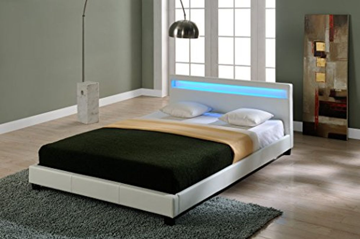 Social Corium® Cama elegante tapizada en piel sintética - con sistema de iluminación