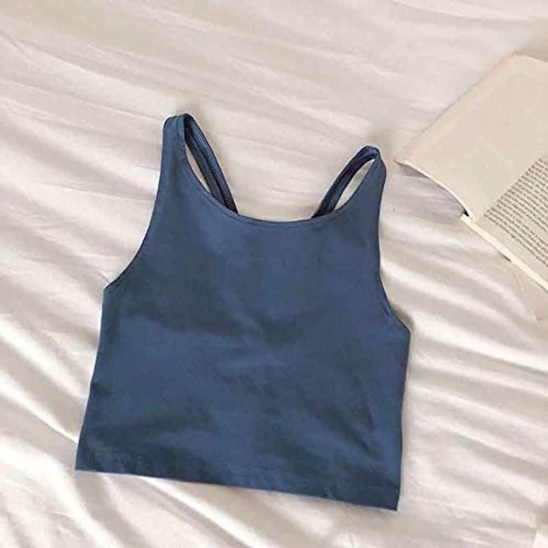 Product TNWMHD Mujeres Tank Tops Simples Tejer Halter Beach Camis Femenina Summer Outwear Top sólido Croped Tops Talla única Azul