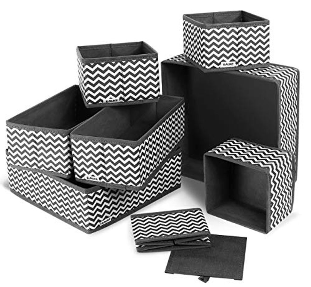 Productos ilauke 8 Cajas Organizador de cajones Tela organizadores Almacenamiento Plegable para Sujetadores Bragas Calcetines Gris