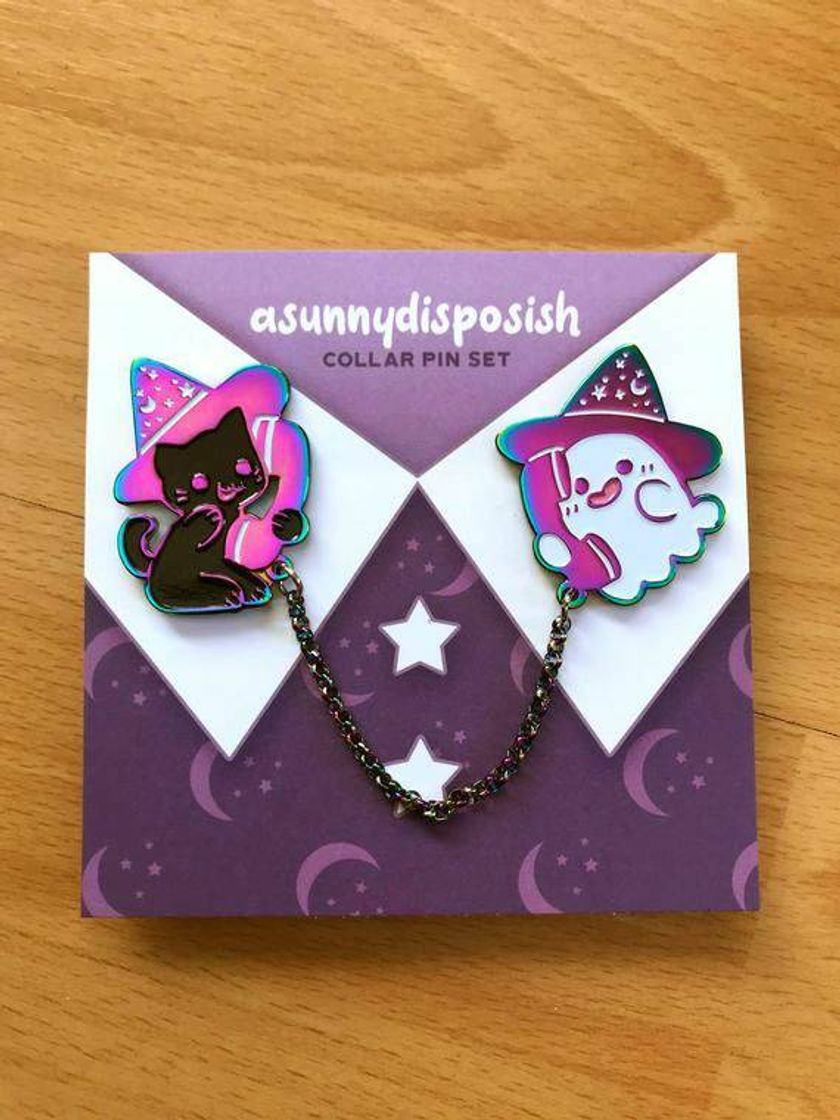 Fashion Ghost & Cat Collar Pin Set