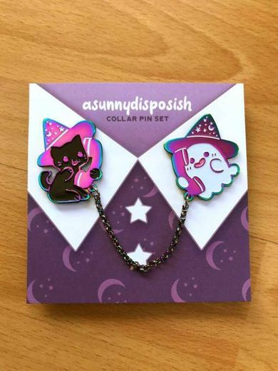 Ghost & Cat Collar Pin Set